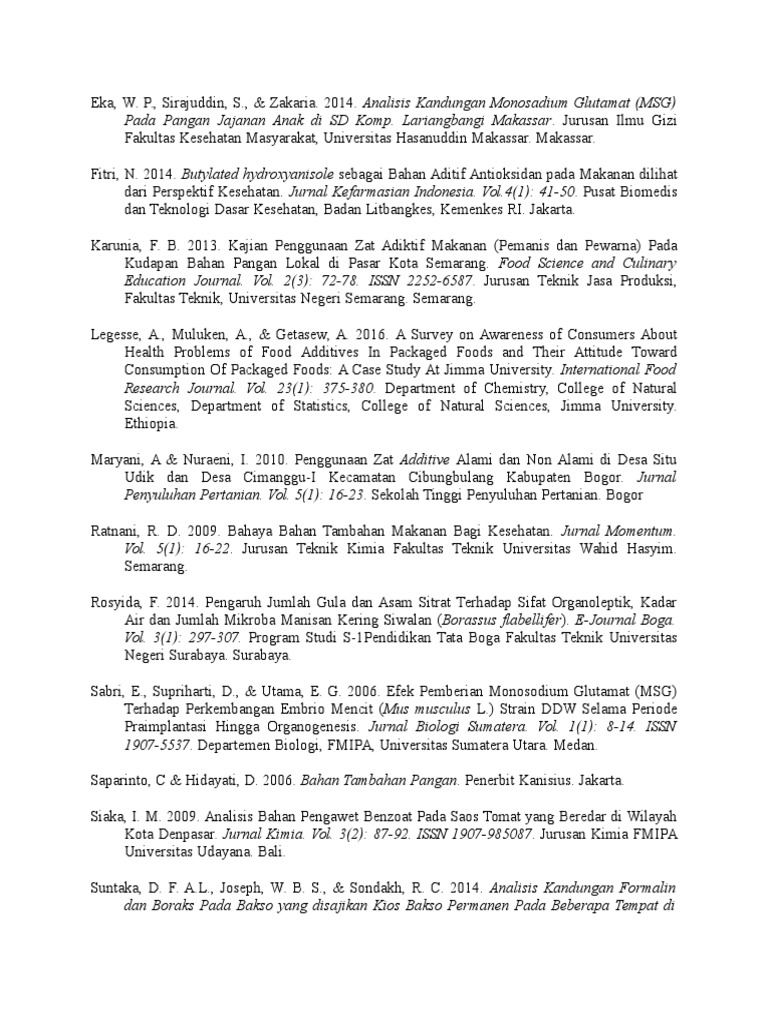 Daftar Pustaka Makalah Toksikologi Zat Aditif Makanan