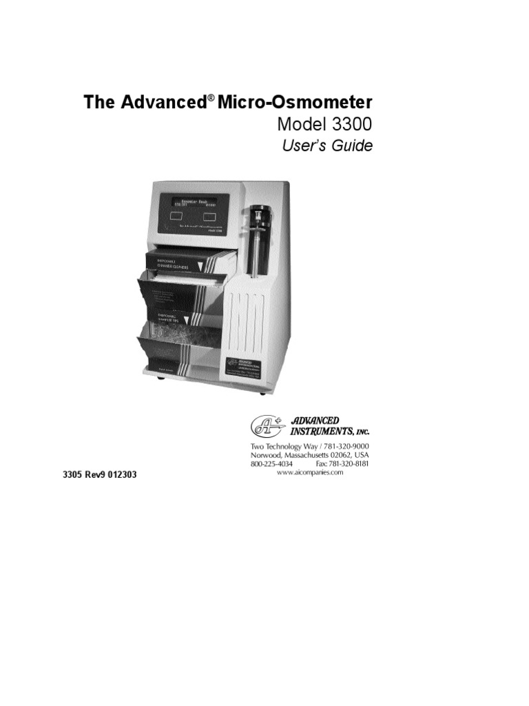 Advance Micro Osmometer 3300 Users Guide PDF | PDF | Solution | Chemistry