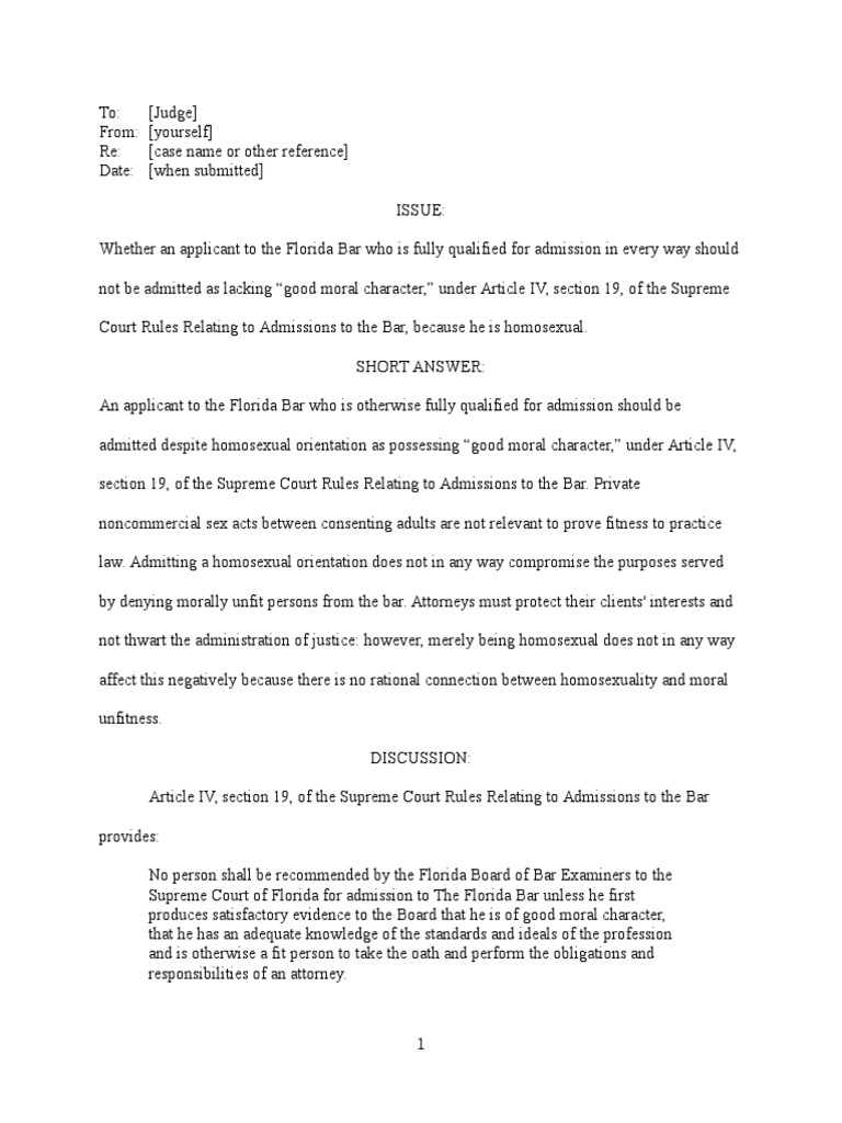 Sample Law Clerk Memo Article Four Of The United States Constitution