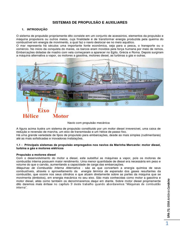 Sistemas de Propulsão Marítima | PDF | Hélice | Motor de Combustão interna