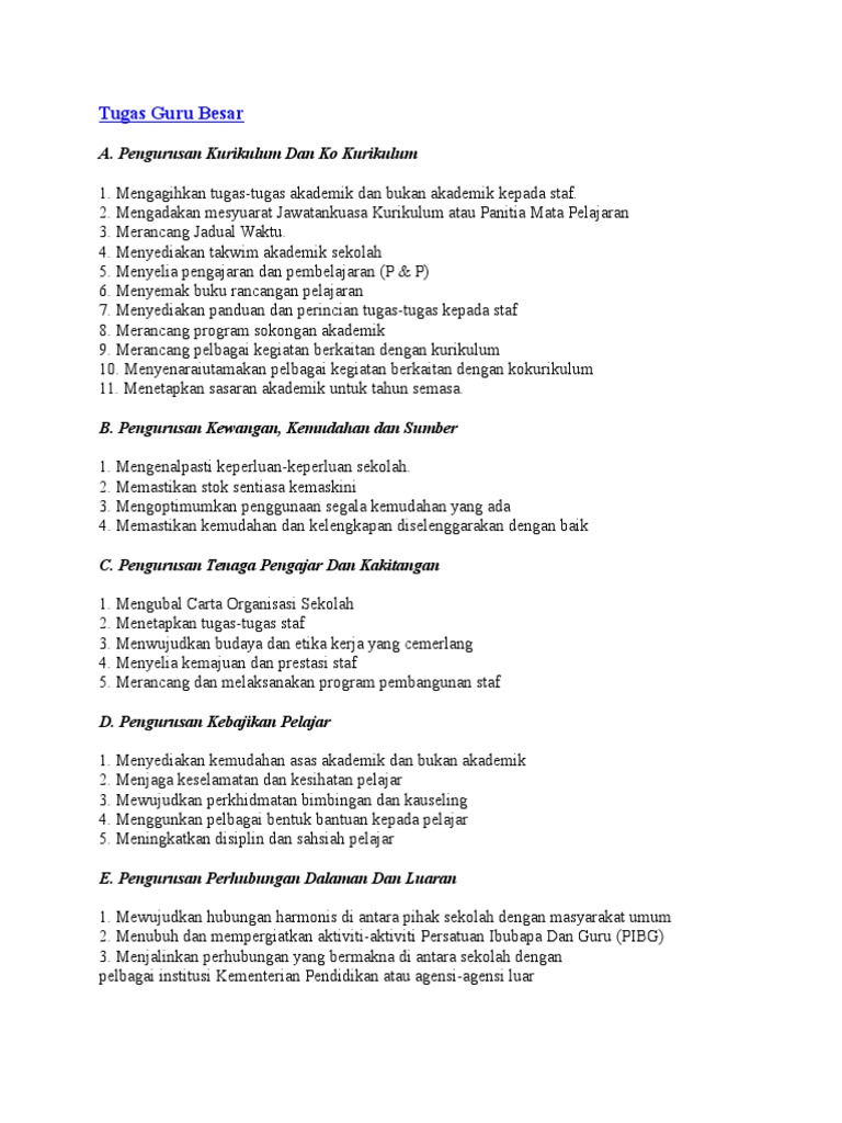 Senarai Tugas Pentadbir Sekolah Pdf