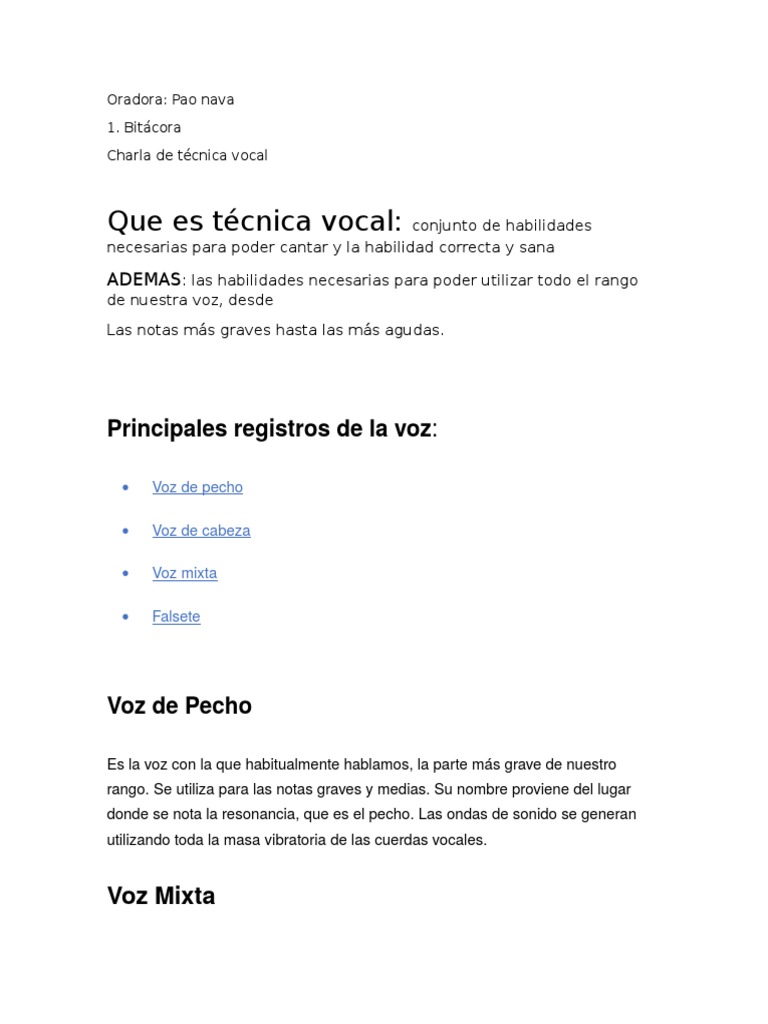 Guía Completa de Técnica Vocal | PDF | Garganta Humana | Sonido