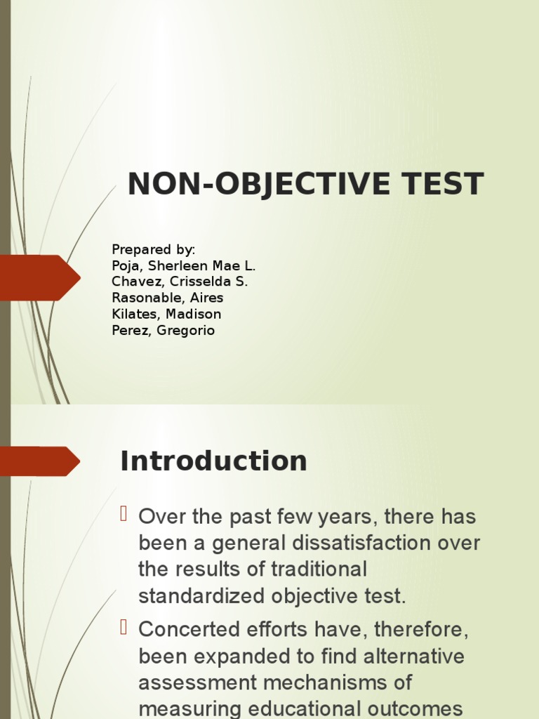 Non objective test pdf