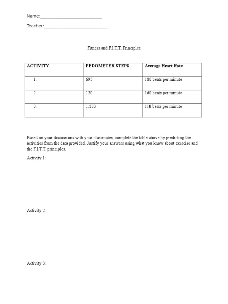 F.I.T.T. Principles in Fitness Activities | PDF