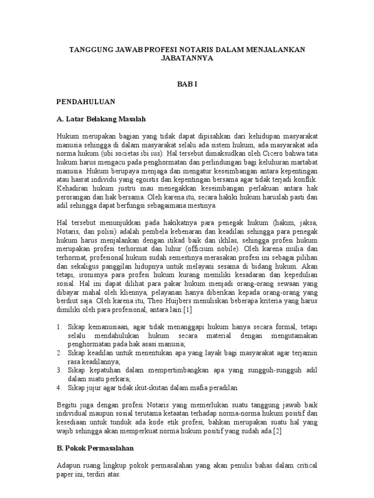 Tanggung Jawab Profesi Notaris Dalam Menjalankan Ya