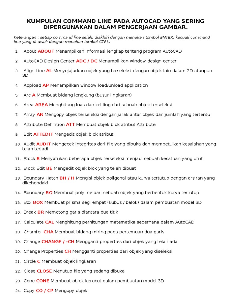 Command Line Penting di AutoCAD | PDF