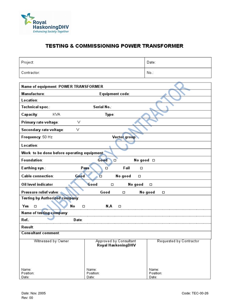 Power Transformer Testing & Commissioning | PDF | Transformer ...