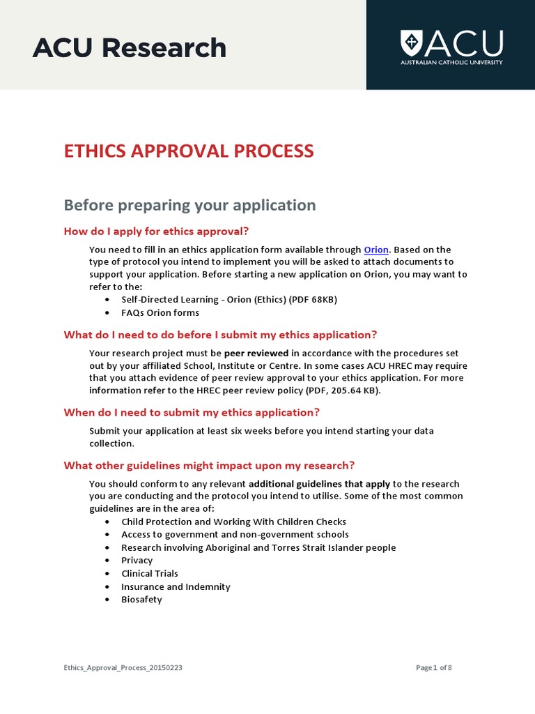 Ethics Approval Process 20150223 Institutional Review Board