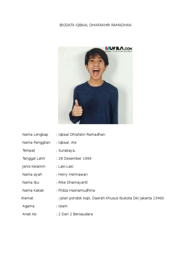 Biodata Iqbaal Dhiafakhri Ramadhan Nabila Muzdalifa