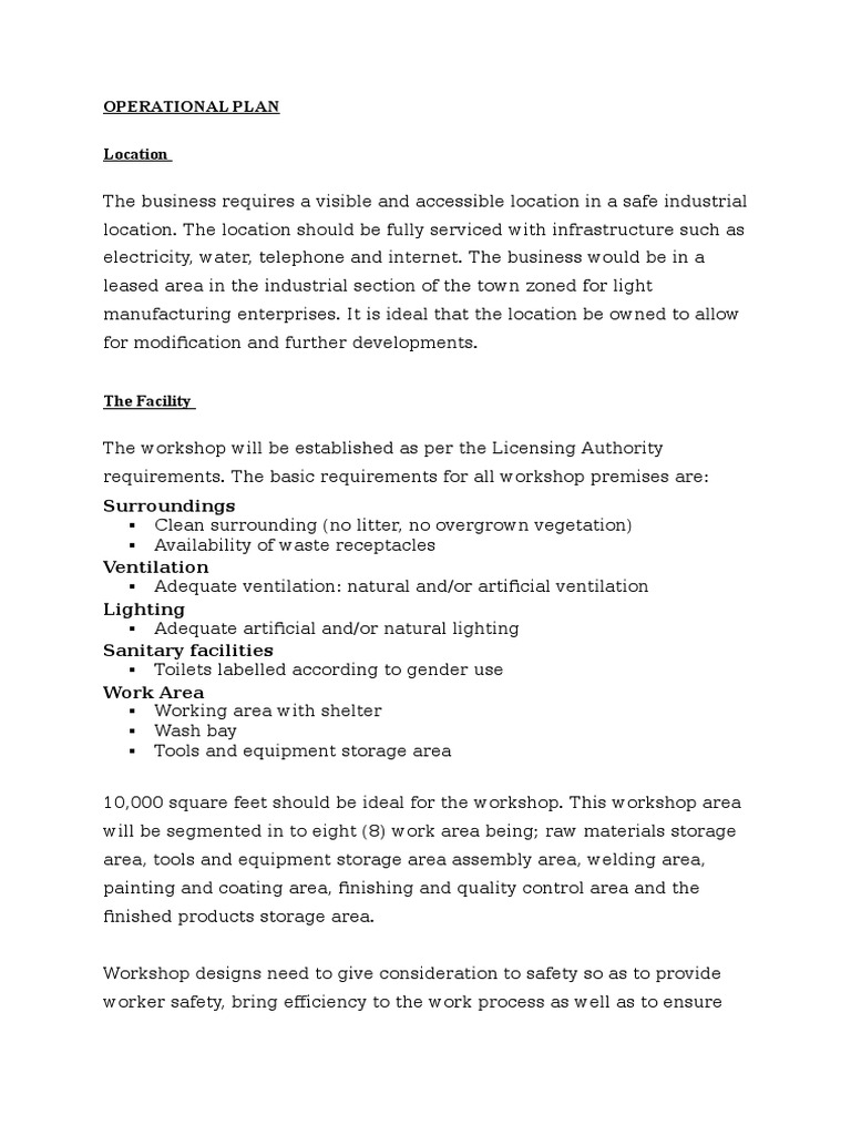 Steel Fabrication Workshop Operational Plan | PDF | Metal Fabrication ...