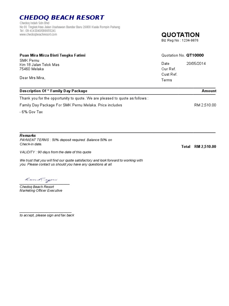 Sample Quotation Service | PDF