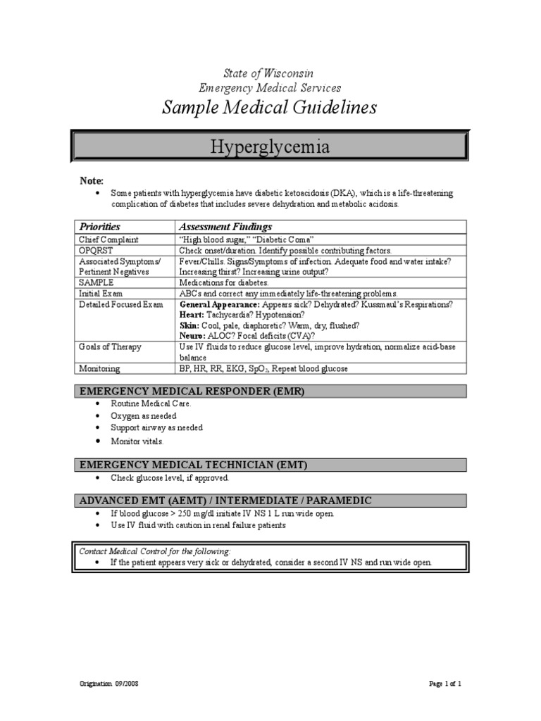 Sample Medical Guidelines: Hyperglycemia | PDF