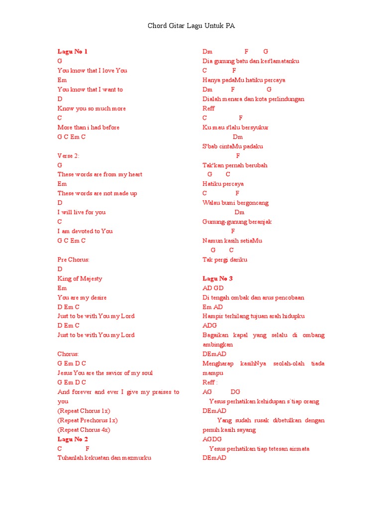 Chord Lagu Pa