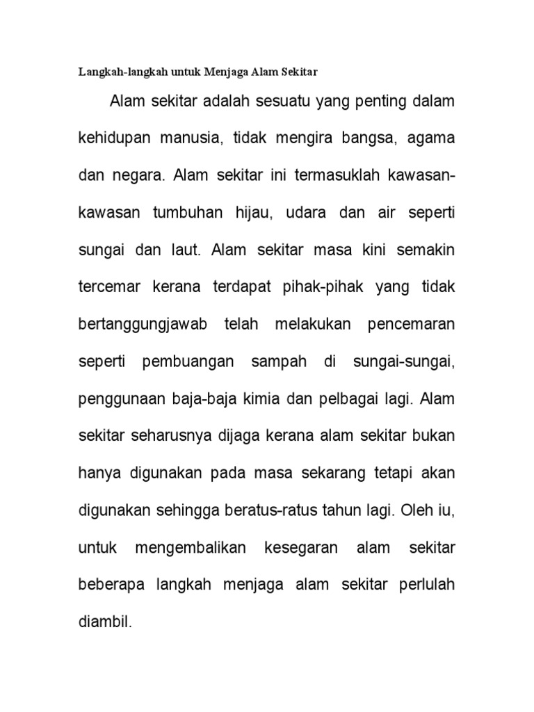 Langkah Menjaga Alam Sekitar Pdf