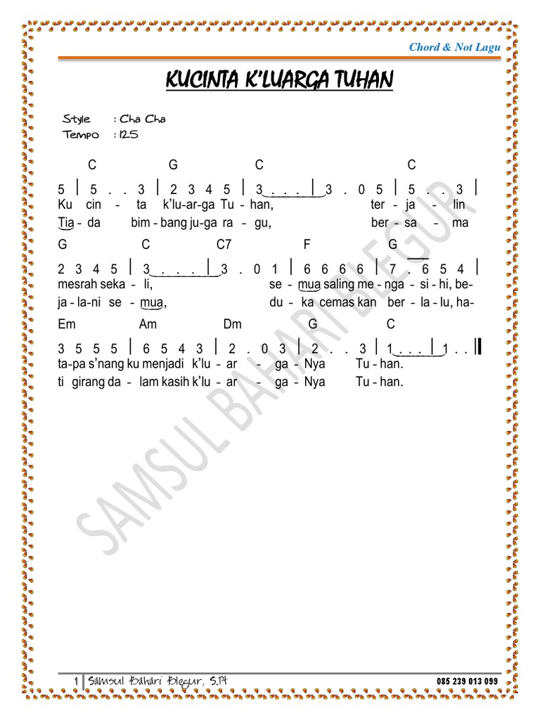 Lirik Lagu Kucinta Keluarga Tuhan