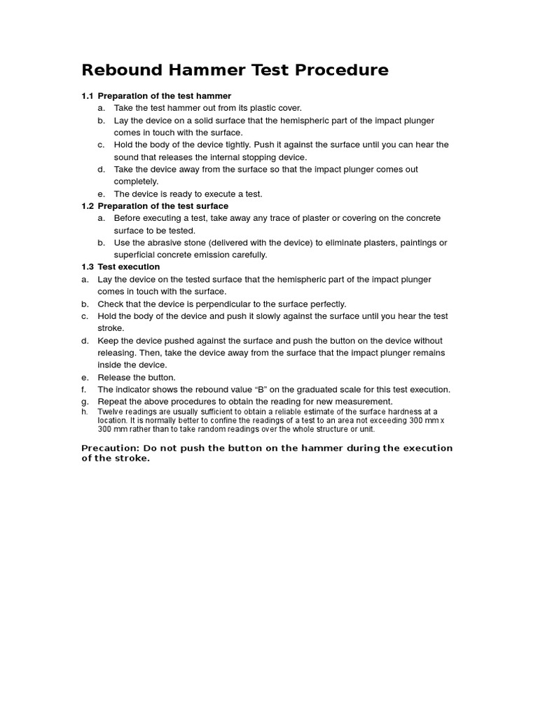 Rebound Hammer Test Procedure 20161019 PDF