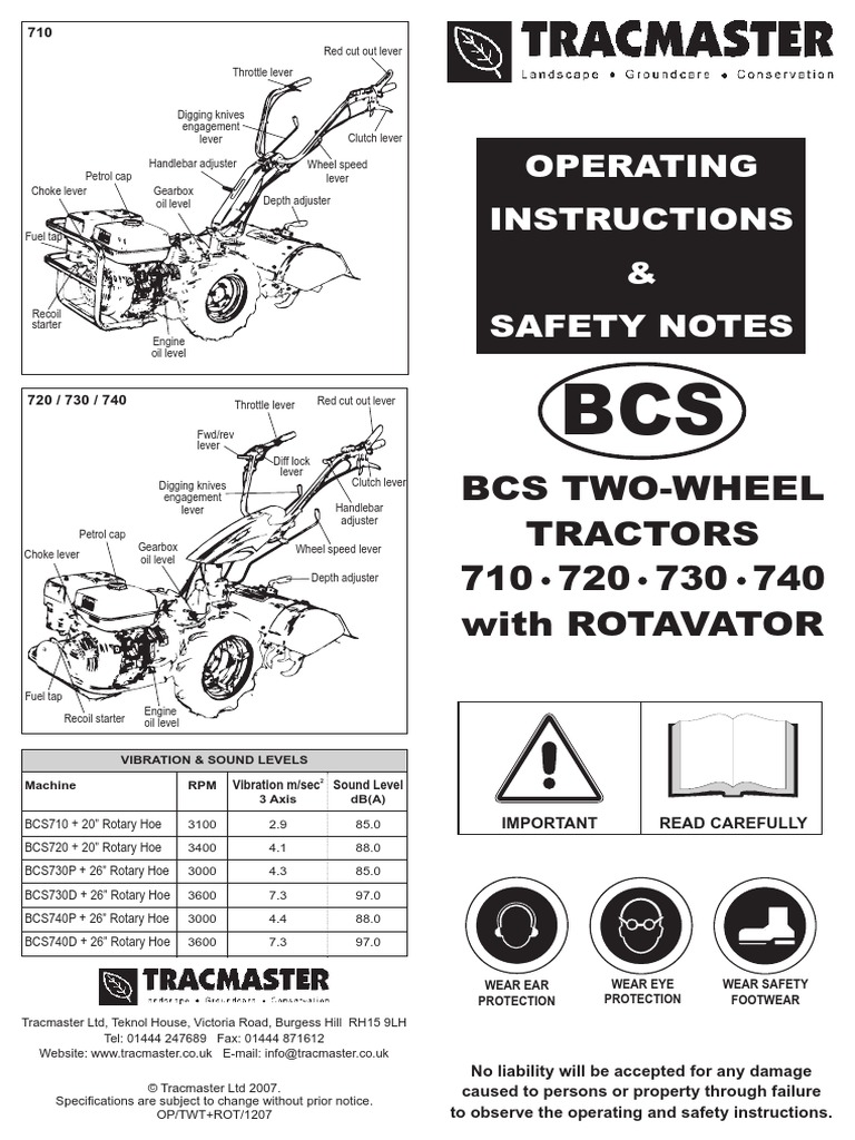 Operating BCS TWT + Rotary Hoe | PDF | Clutch | Throttle