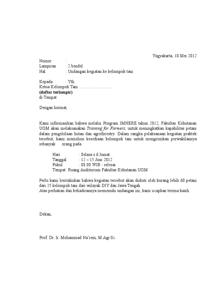 Undangan Pelatihan Petani Juni