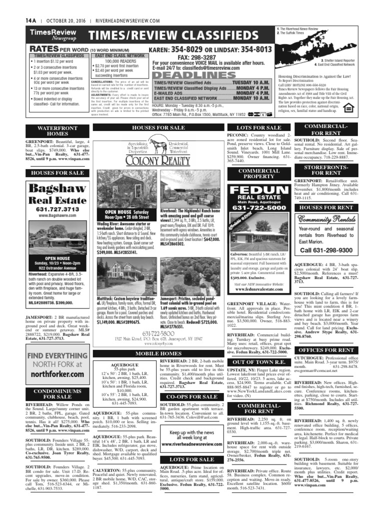 Times Review Classifieds Oct. 20, 2016 PDF Résumé Antique