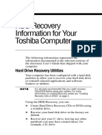 HDD Recovery Information For Your Toshiba Computer: Hard Drive Recovery Utilities