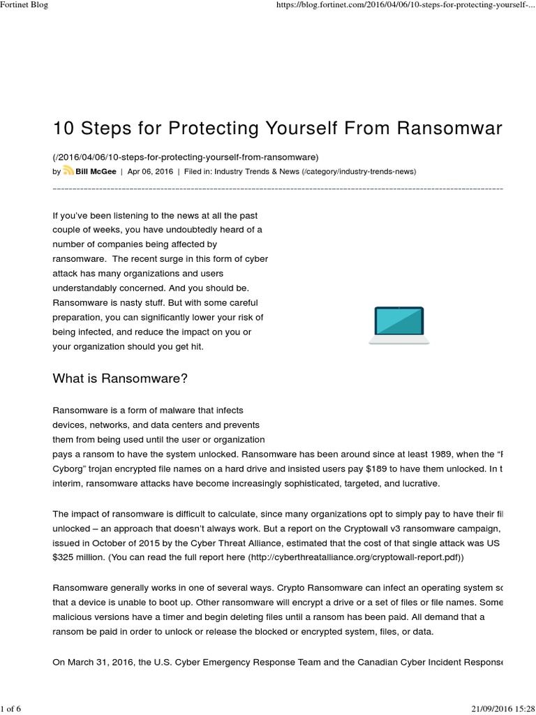 10 Steps For Protecting Yourself From Ransomware | PDF | Ransomware ...