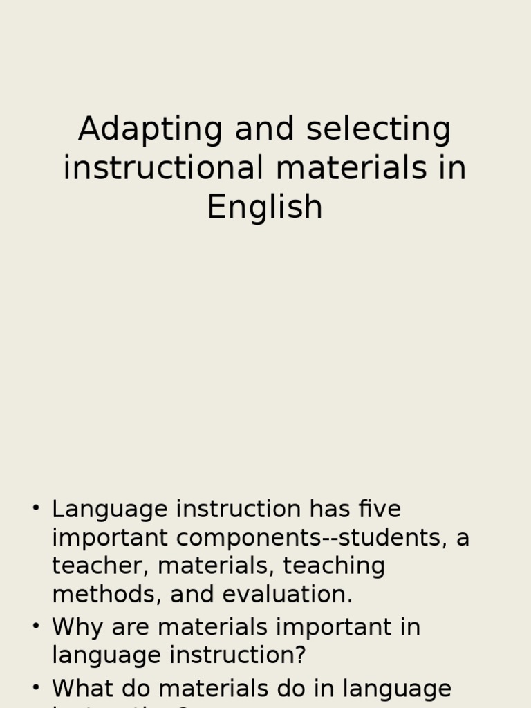 Adapting and Selecting Instructional Materials in English Textbook