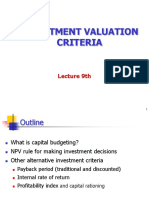 NPV AND IRR INVESTMENT VALUATION CRITERIA