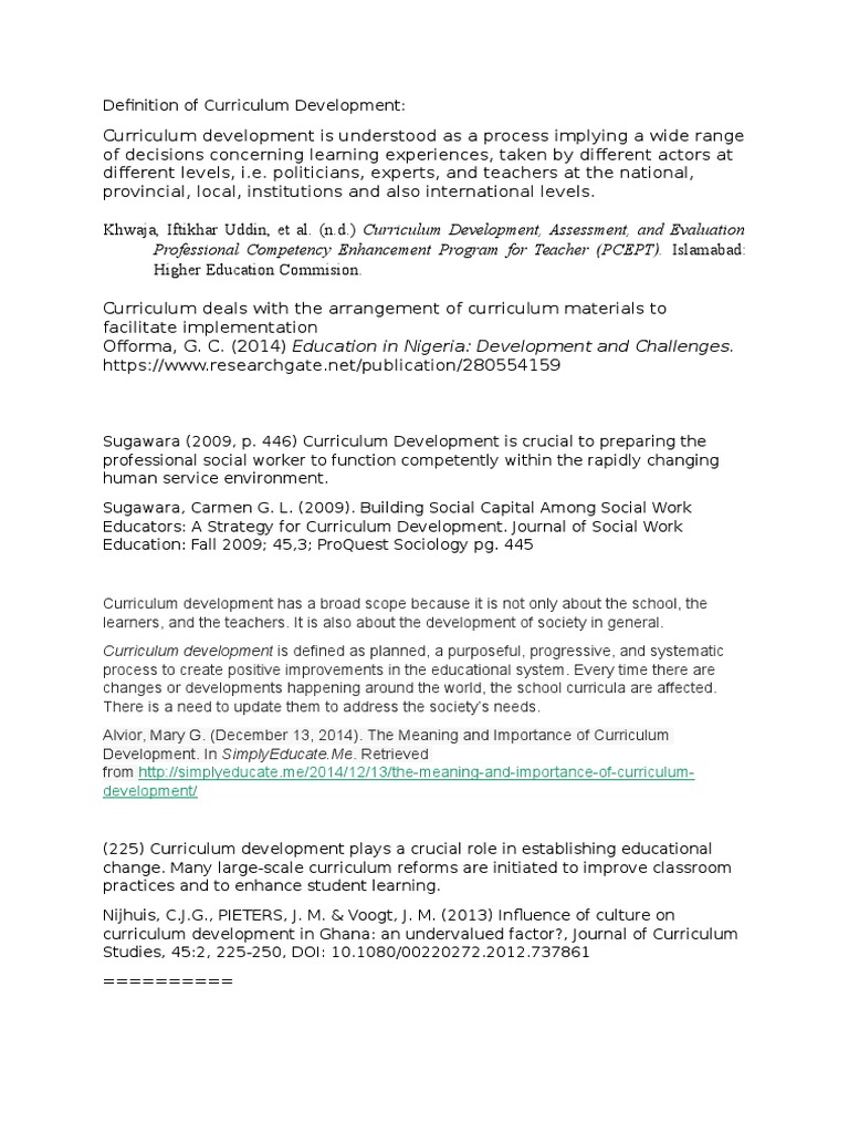 Definition Of Curriculum Development Curriculum Educational Assessment