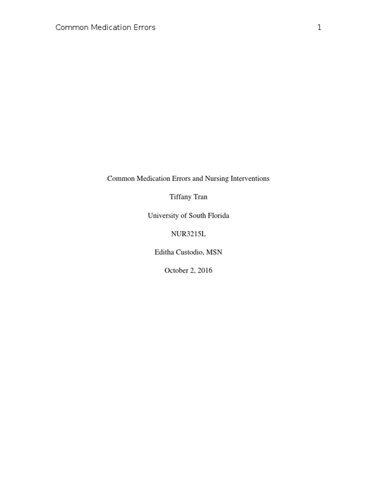 Essay On Medication Error