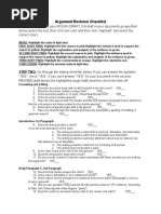 Argument Revision Checklist: STEP ONE: Highlight Your ROUGH DRAFT (1st Draft in Your Document) As Specified