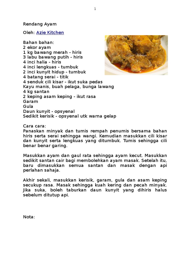 Pulut Kuning Dan Rendang Ayam Pdf