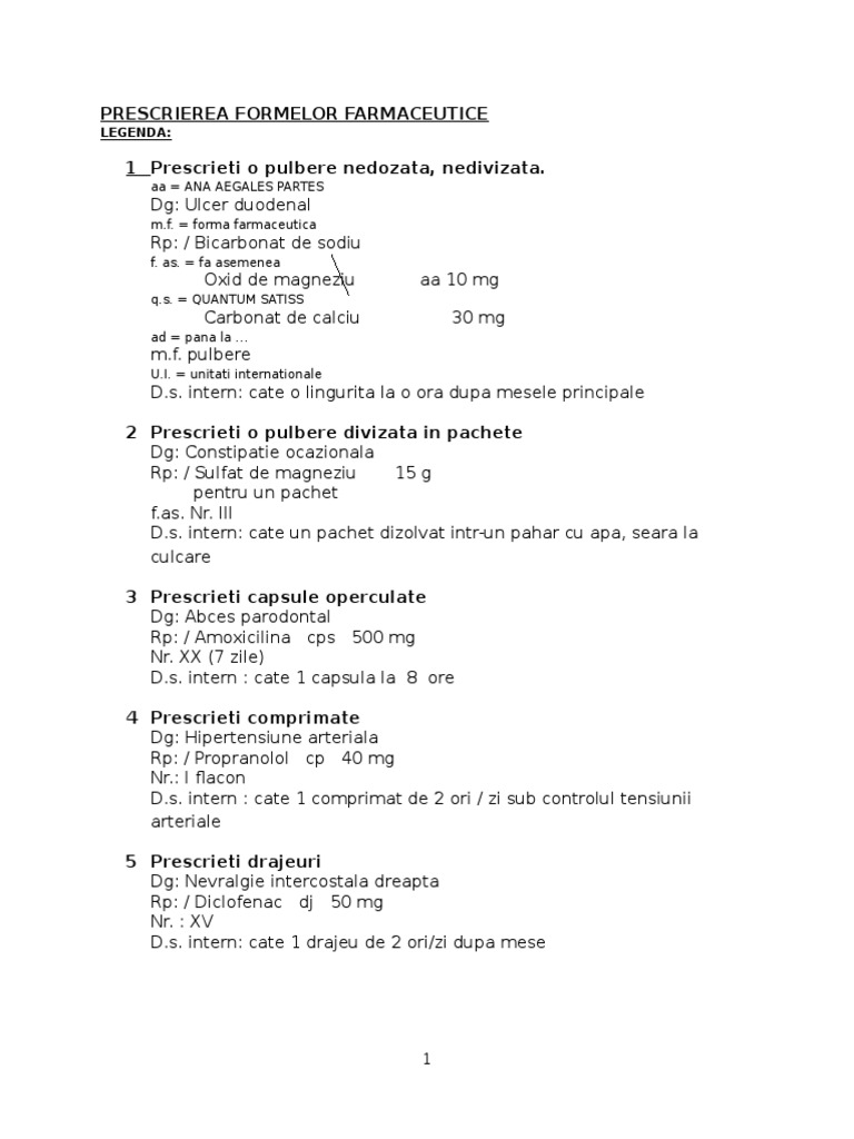 Prescrierea Formelor Farmaceutice | PDF