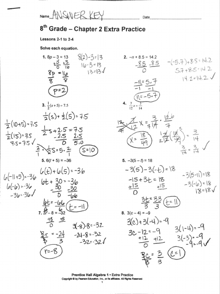 8th CH 2 Review Answer Key | PDF