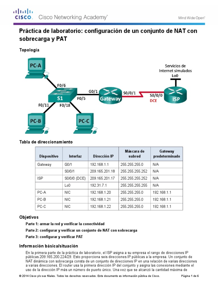 11.2.3.7 Lab - Configuring NAT Pool Overload and PAT | PDF | Enrutador ...