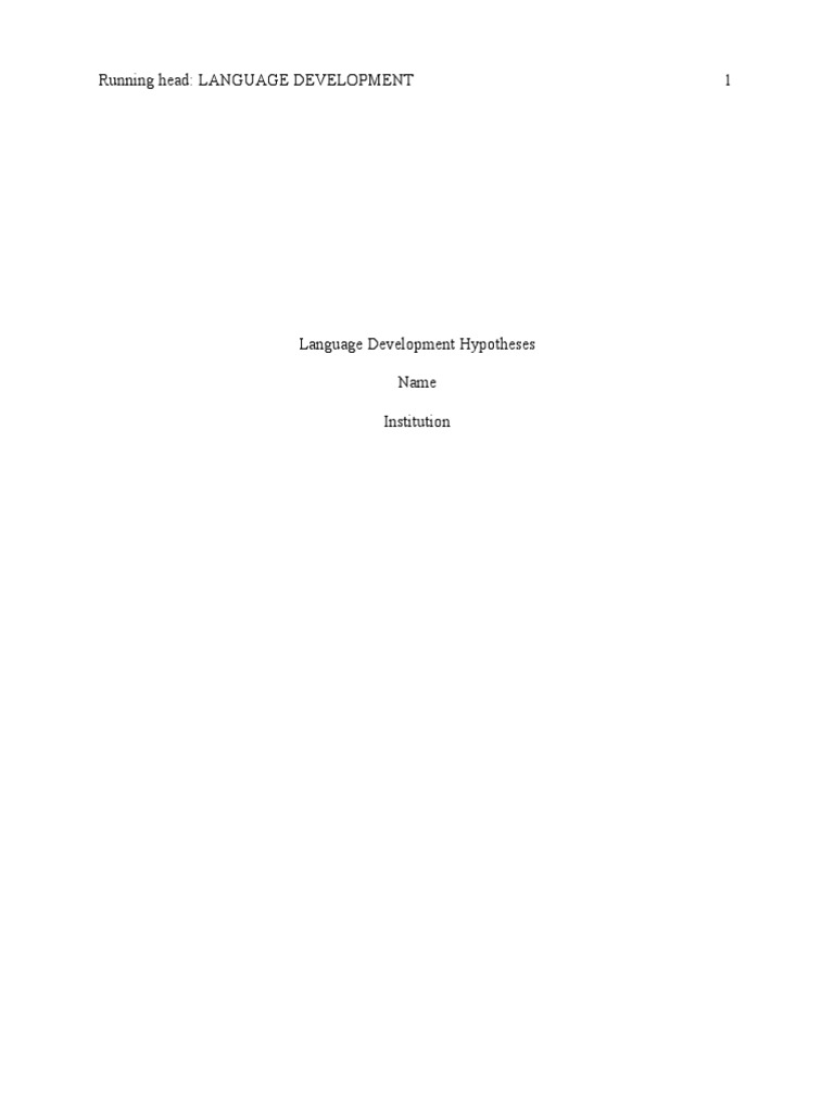 Running Head: Language Development 1 | PDF | Language Development | Privacy