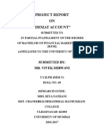 Project Report ON "Demat Account": Submitted By: Mr. Vivek - Mirwani