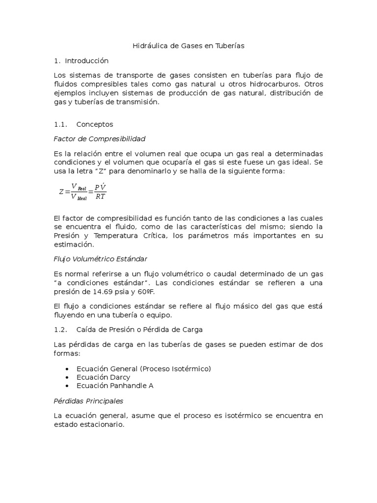 Hidráulica de Gases en Tuberías | PDF | Gases | Velocidad