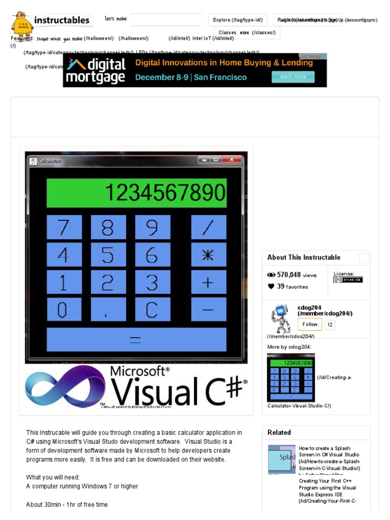 Creating a Calculator Visual Studio C# | Microsoft Visual Studio ...
