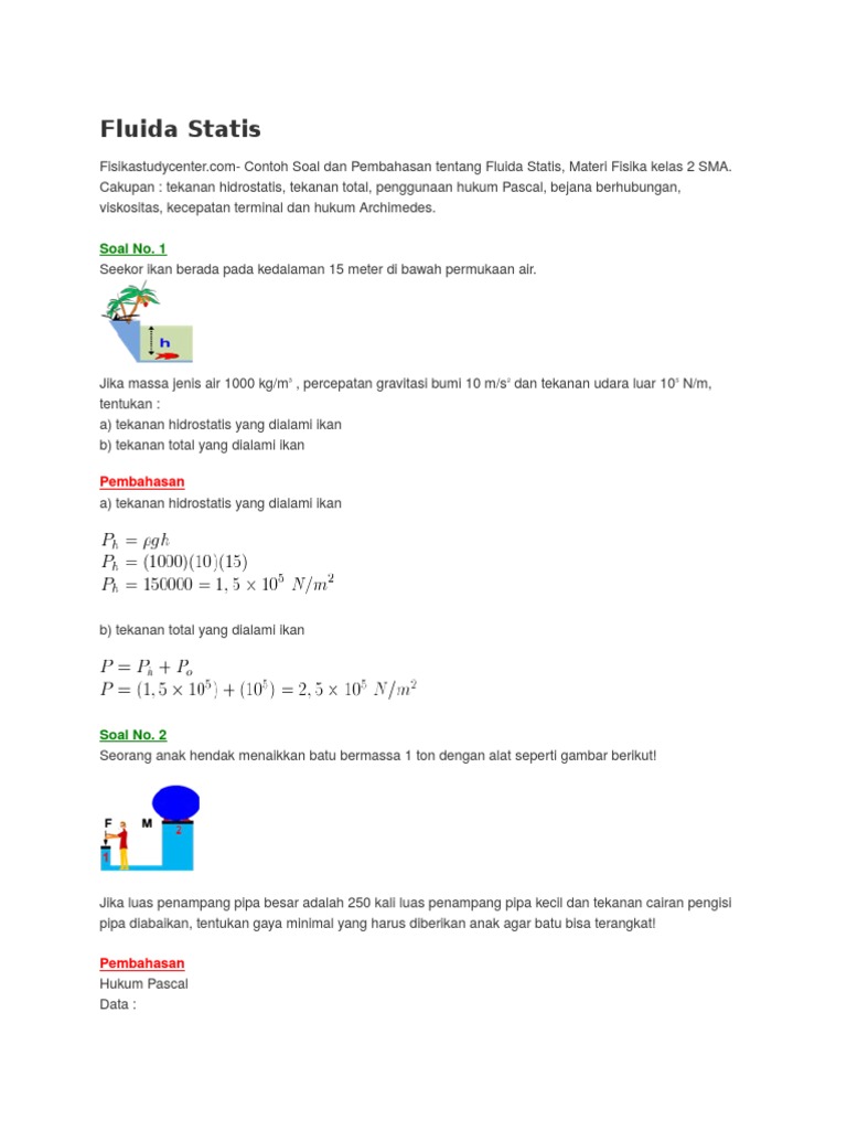 Contoh Soal Fluida Statis