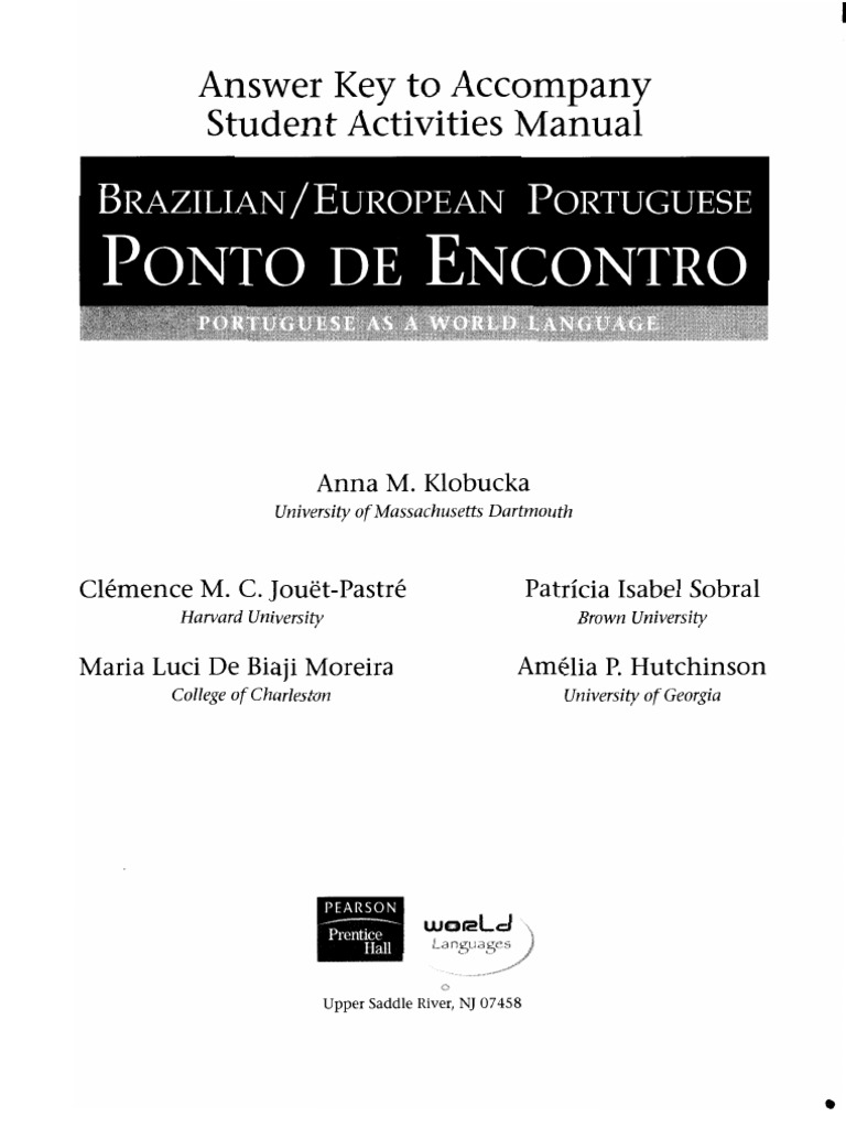 Ponto de Encontro Student Activities Manual Answer Key PDF | PDF | Foreign Language Studies ...