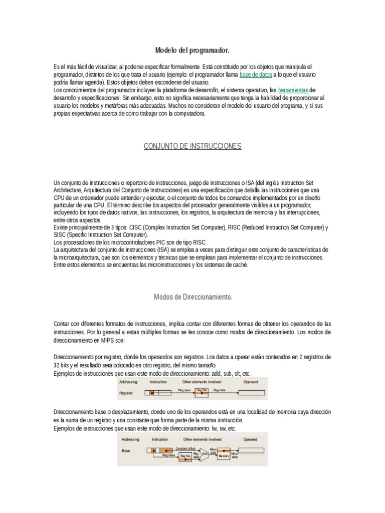 Modelo Del Programador | PDF | Conjunto de instrucciones | Ingenieria ...