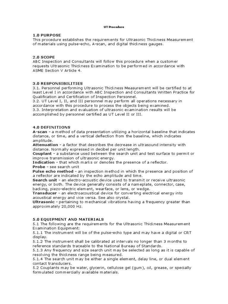 UT Procedure | PDF | Ultrasound | Calibration