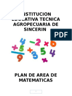 Plan de Area de Matematicas Contiene Introduccion
