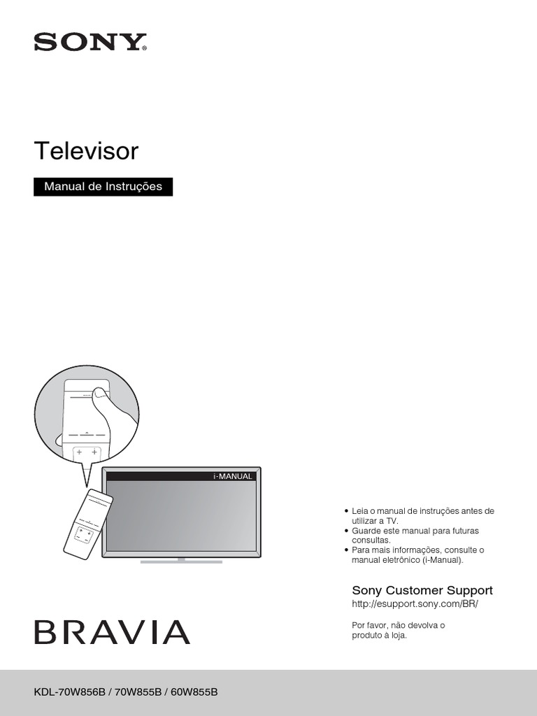 Manual Tv Sony 70 Polegadas - Kdl-70w855b | HDMI | Wi-fi