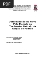 Determinação Do Ferro Pelo Método Colorimétrico Do Tiocianato