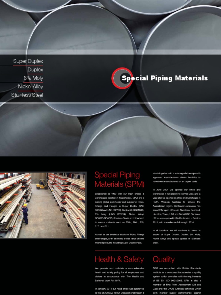 Special Piping Materials Brochure PDF Nondestructive Testing Pipe