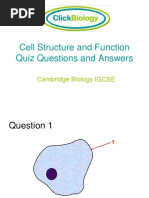Cell Structure and Function Multiple Choice Quiz Questions and Answers ...