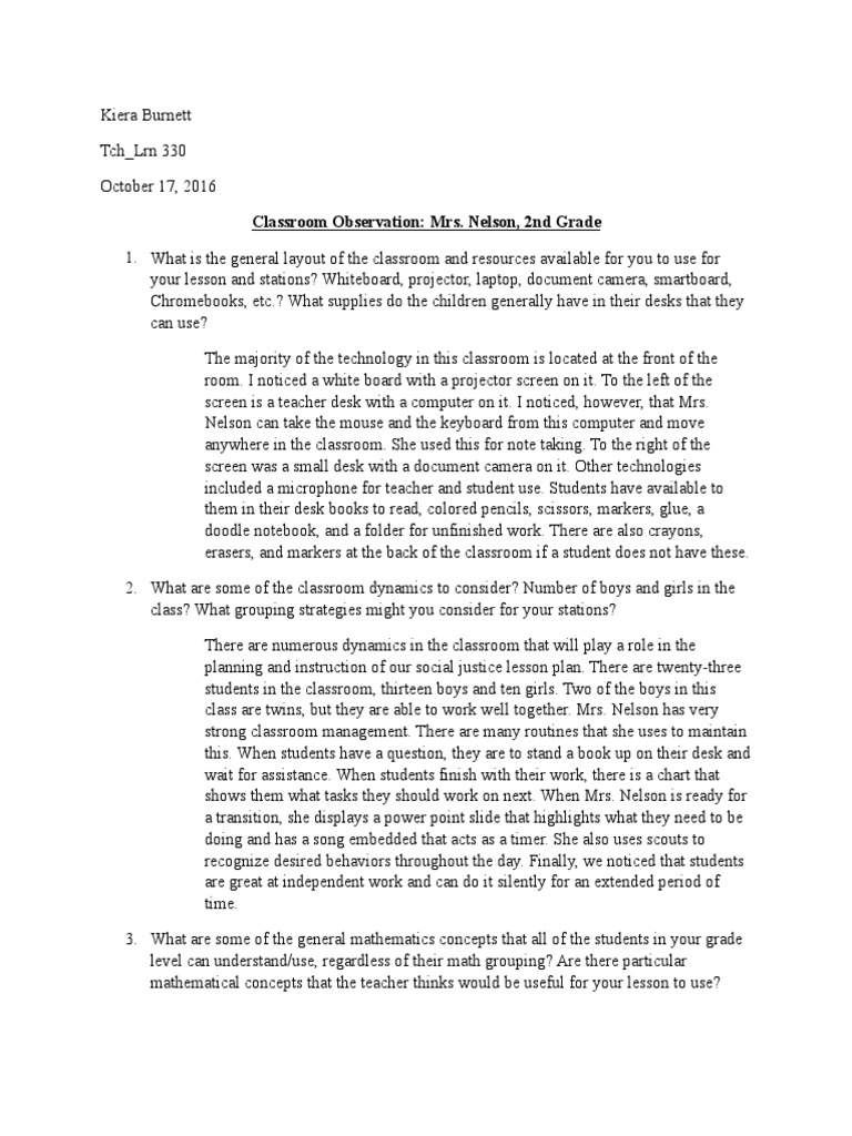 Classroom Observation Red | PDF | Classroom | Special Education
