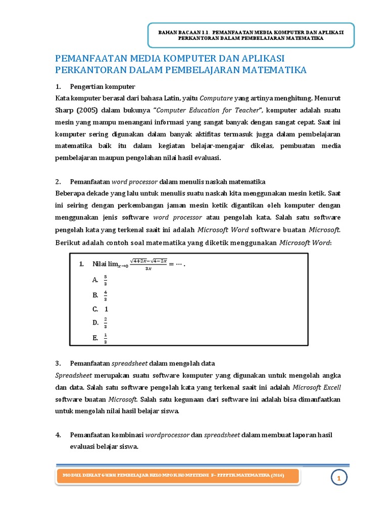 Pemanfaatan Komputer dalam Matematika | PDF | Komputer
