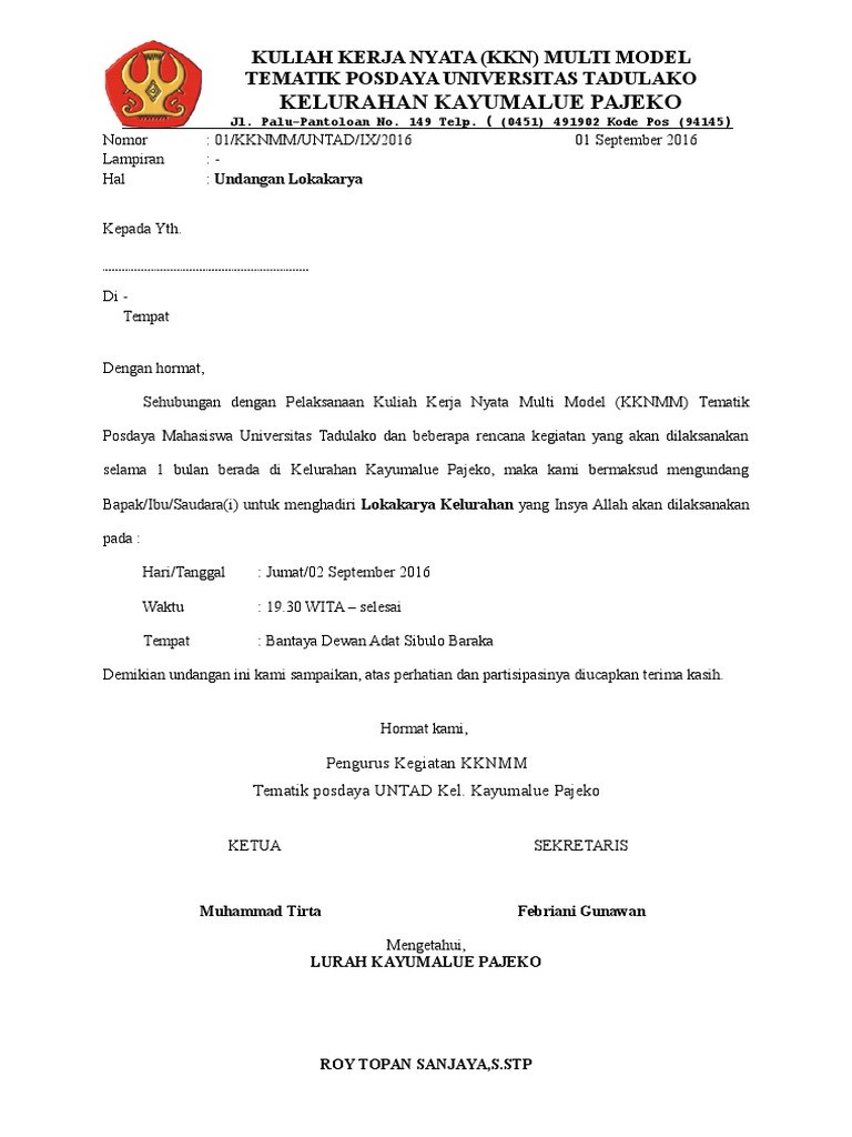 Contoh Surat KKN | PDF